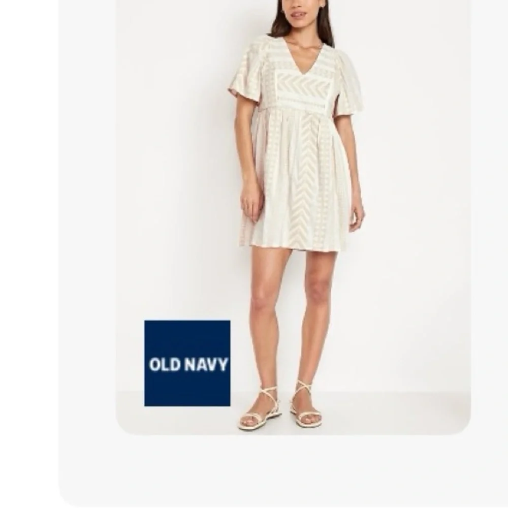 old navy cream dress Fit & Flare Linen Mini Dress
